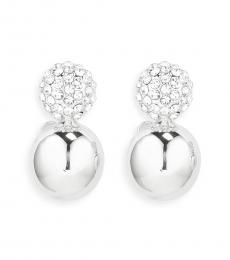Vince Camuto Silver Pave Crystal Ball Drop Earrings