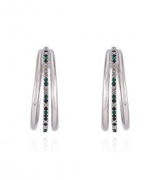 Vince Camuto Silver Crystal Triple Row Hoop Earrings