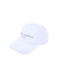 Karl Lagerfeld White Embroidered Logo Baseball Cap