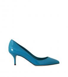 Dolce & Gabbana Blue Patent Leather Mid Heels
