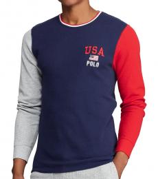Ralph Lauren Cruise Navy Waffle-Knit Sweatshirt