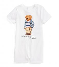 Ralph Lauren Baby Boys White Polo Bear Jersey Shortall