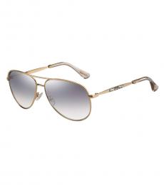 Jimmy Choo Brown Gold-Grey Aviator Sunglasses
