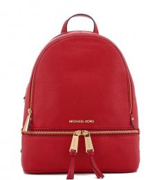 Michael Kors Bright Red Rhea Zip Medium Backpack