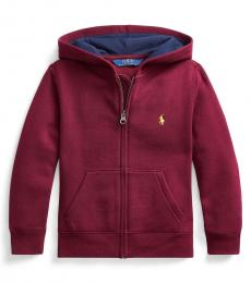 Ralph Lauren Little Boys Cherry Red Full Zip Hoodie
