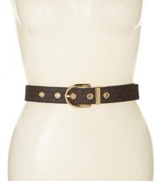 Michael Kors Brown-Vanilla Reversible Logo Belt