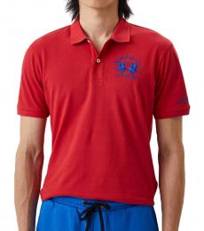 La Martina Red Contrasting Logo Regular Fit Polo