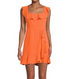 BCBGMaxazria Orange Ruffle Mini Dress