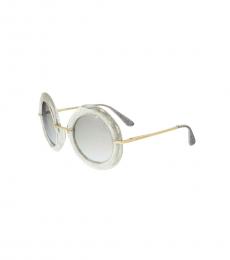 Dolce & Gabbana Gold Crystal Glitter Round Sunglasses