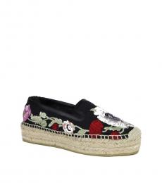 Alexander McQueen Black Floral Embroidered Espadrilles