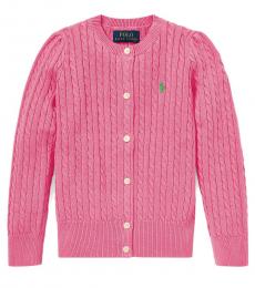 Ralph Lauren Little Girls Baja Pink Cable-Knit Cardigan