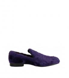 Dolce & Gabbana Purple Fur Loafers