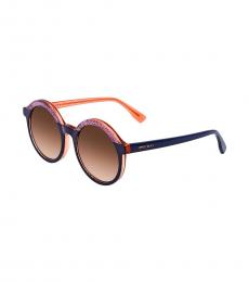 Jimmy Choo Blue-Brown Gradient Round Sunglasses