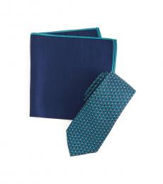 Ted Baker Teal Framed Circle Tie & Pocket Square Set