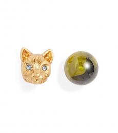 Gold House Cat Mismatched Stud Earrings