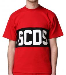 Gcds Red Logo Crew Neck T-Shirt