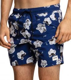 Karl Lagerfeld Navy Blue All Over Flower Print Swim Shorts