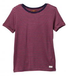 7 For All Mankind Girls Dark Pink Slouchy Boat-Neck T-Shirt