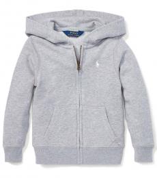 Ralph Lauren Little Girls Light Grey French Terry Hoodie