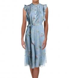 Ralph Lauren Blue Multi Chiffon Sleeveless Casual Dress