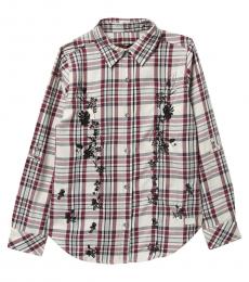 7 For All Mankind Girls Zinfandel Plaid Long Sleeve Shirt