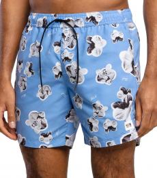 Karl Lagerfeld Sky Blue All Over Flower Print Swim Shorts