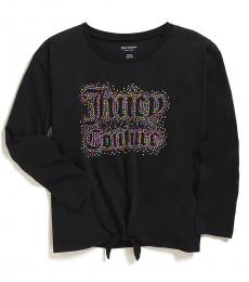 Juicy Couture Girls Black Studded Logo T-shirt