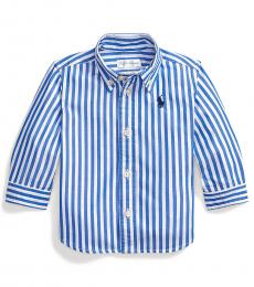 Ralph Lauren Baby Boys Travel Blue Striped Poplin Shirt