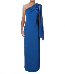 Ralph Lauren Portuguese Blue One Shoulder Evening Dress