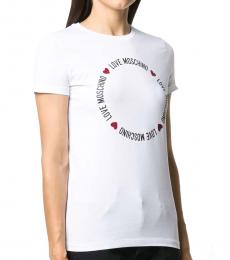 Love Moschino White Glittered Printed T-Shirt