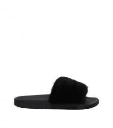 Givenchy Black Fur Strap Slides