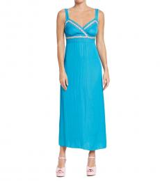 Betsey Johnson Light Blue Pleated Satin Dress