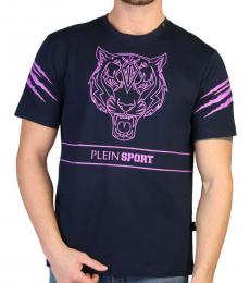 Philipp Plein Navy Blue Graphic Logo T-Shirt