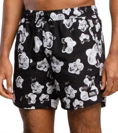 Karl Lagerfeld Black All Over Flower Print Swim Shorts