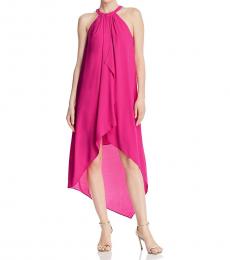 BCBGMaxazria Fuchsia Ruffled Hi-Low Casual Dress