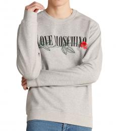 Love Moschino Grey Embroidered Rose Logo Sweatshirt