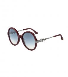 Jimmy Choo Burgundy Gradient Round Sunglasses
