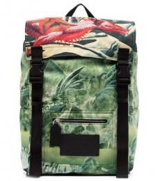 Valentino Garavani Green Printed Large Backpack