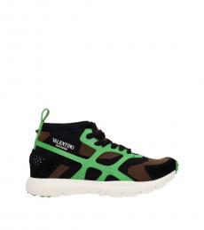 Valentino Garavani Black Green Side Logo Sneakers