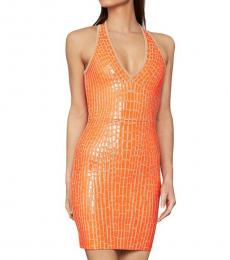 Orange Textured Bodycon Dress