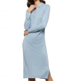Light Blue Long Sleeve Midi Dress