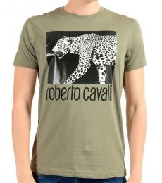 Roberto Cavalli Grey Graphic Print Leopard T-Shirt