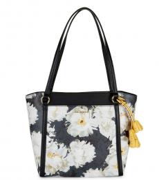 Karl Lagerfeld Black Iris Floral Embroidered Medium Tote
