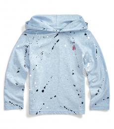 Ralph Lauren Little Boys Blue Paint-Splatter Hooded T-Shirt