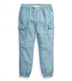 Ralph Lauren Little Girls Indigo Chambray Cargo Pants