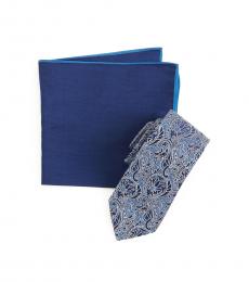 Ted Baker Light Blue Melange Paisley Tie & Pocket Square Set