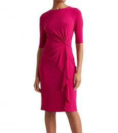 Ralph Lauren Bright Fuchsia Twisted-Knot Jersey Dress