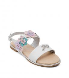 Juicy Couture Girls White Floral Applique Sandals