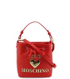 Love Moschino Red Embossed Logo Mini Bucket Bag
