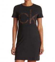 Calvin Klein Black Embellished Logo T-Shirt Dress